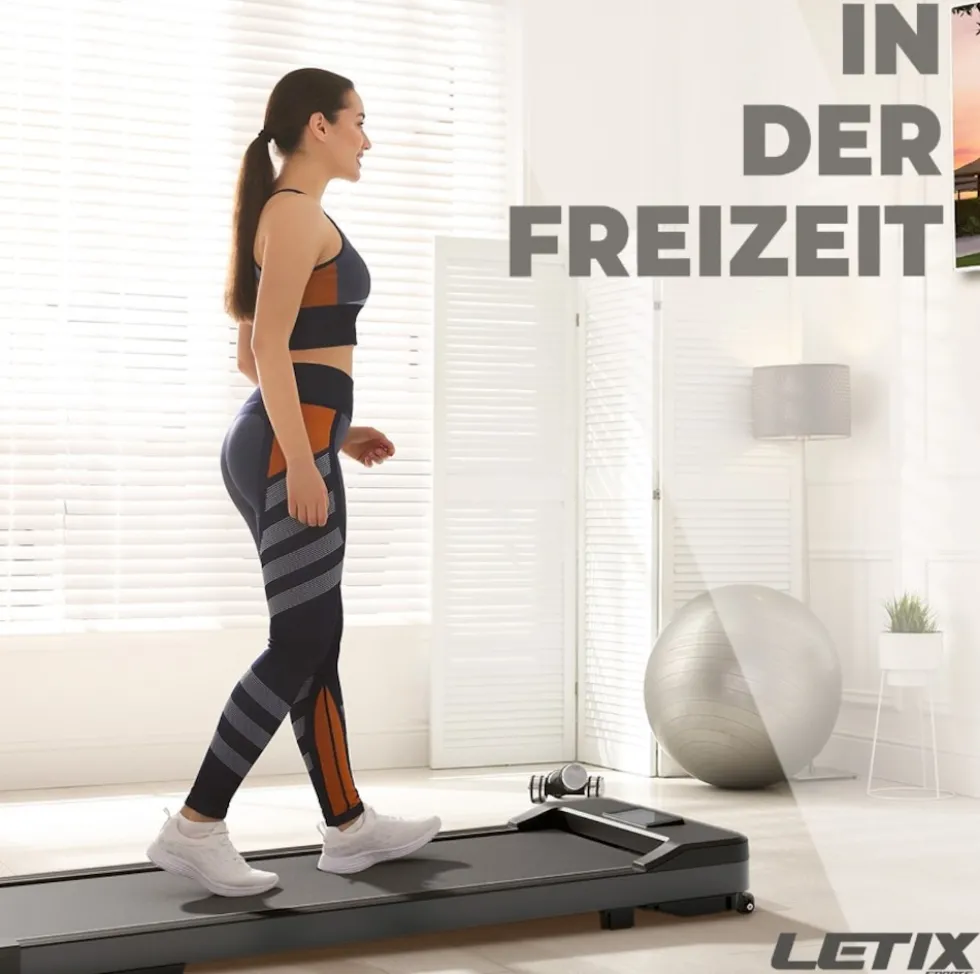 LETIX Elektrisches Laufband DeskWalk für zu Hause oder Büro, LCD-Display Motorisiertes Fitnessgerät, Schreibtisch Heimtrainer - Holz Optik - versch. Ausführungen