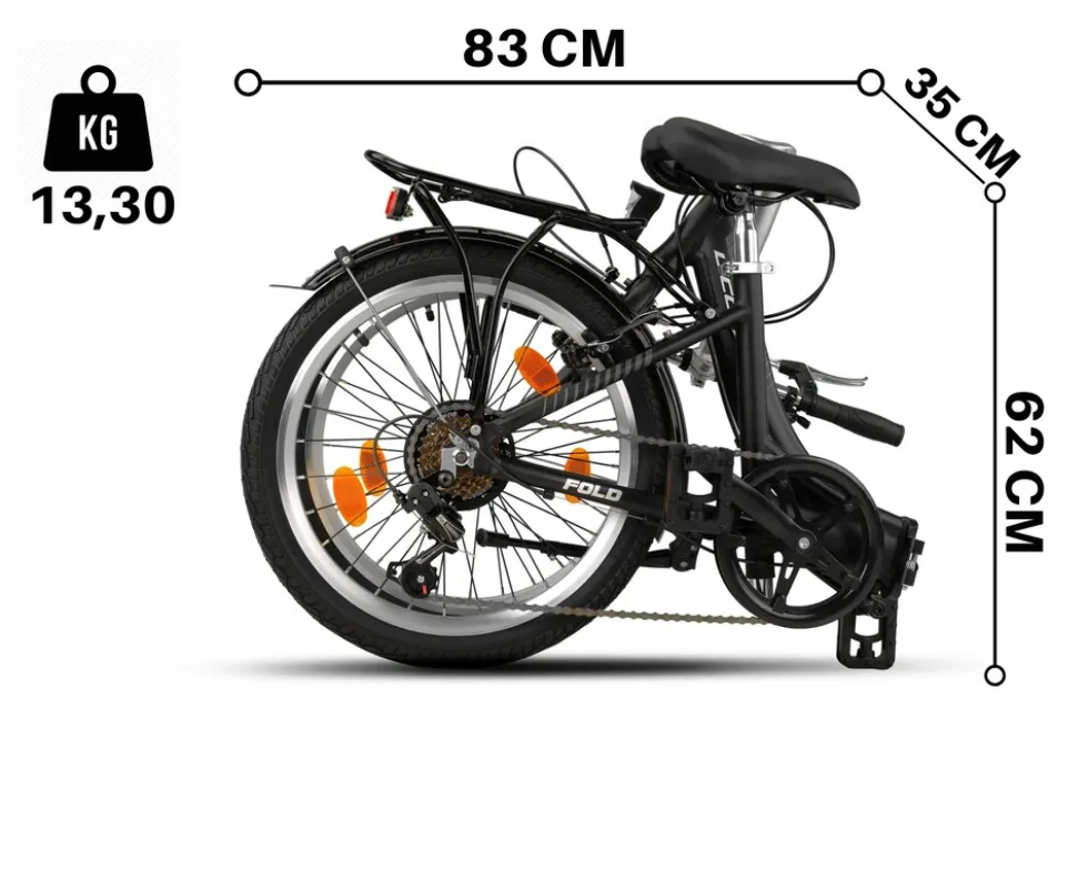 Licorne Bike Fold Premium Klapprad Stil:V-Bremse;Farbe:Schwarz/Anthrazit