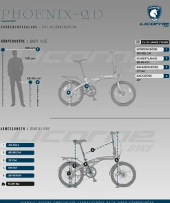 Licorne Bike Phoenix 2D, 20 Zoll Aluminium-Faltrad-Klapprad, Scheibenbremse, Discbremse, V-Bremse Faltfahrrad-Herren-Damen, 7 Gang Kettenschaltung - Folding City Bike, Alu-Rahmen, StVZO, Vorderlampe, Hinterlampe Farbe:Anthrazit-Rot;Stil:V-Bremse