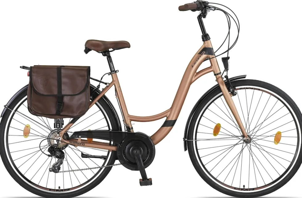 Licorne Bike Stella Plus Premium City Bike in Zoll Aluminium Fahrrad für Mädchen, Jungen, Herren und Damen - 21 Gang-Schaltung - Hollandfahrrad Größe:28 Zoll;Farbe:Gold