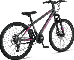 Licorne Bike Thunder Premium Mountainbike in 20, 24, 26, 27.5 und 29 Zoll Fahrrad für Mädchen Jungen Herren und Damen Discbremse Farbe:Anthrazit/Rosa;Größe:26 Zoll