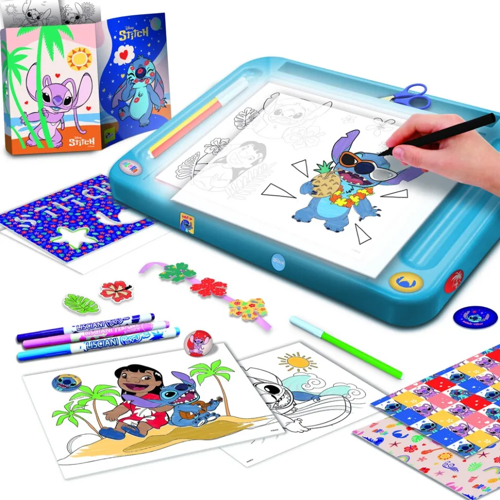 Lisciani 107582 - Disney Stitch - Zeichenschule mit Licht-Tisch zeichnen ausmalen Kreativset