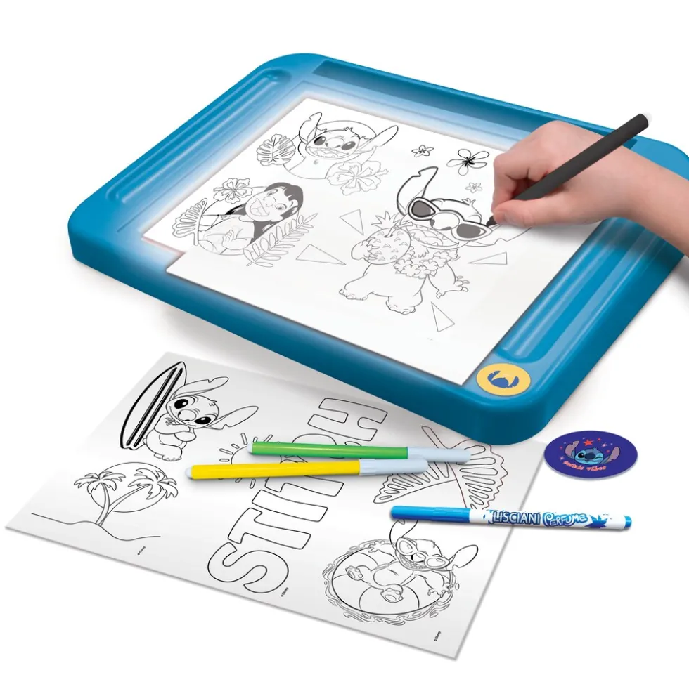 Lisciani 107582 - Disney Stitch - Zeichenschule mit Licht-Tisch zeichnen ausmalen Kreativset