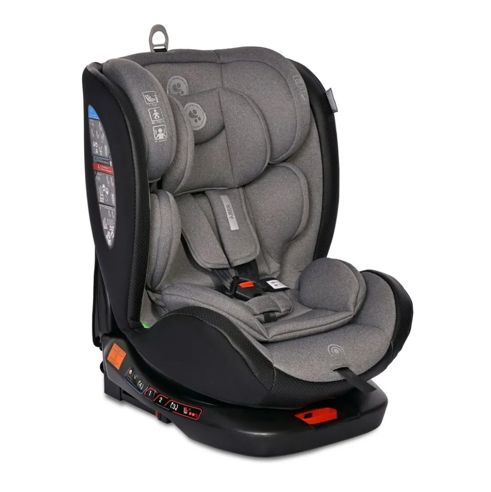 Lorelli Kindersitz Ares i-Size (40-150cm) Isofix, verstellbar, Sitz 360° drehbar grau