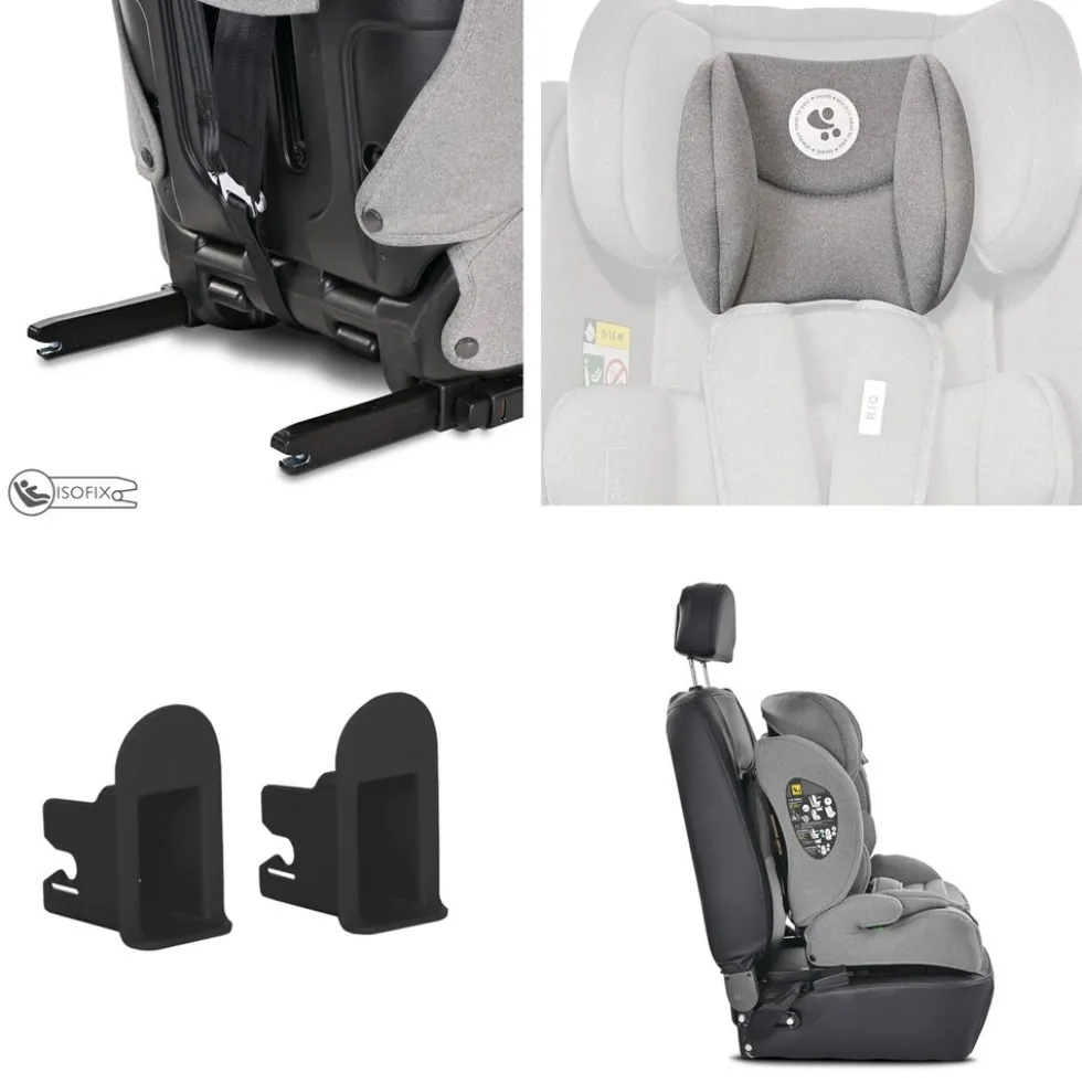 Lorelli Kindersitz Rio i-Size (76 - 150 cm) Isofix Top Tether Kissen verstellbar hellgrau