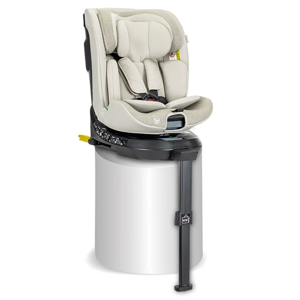 Lorelli Kindersitz Solaris i-Size 40 - 150 cm Stützbein 360 Grad Drehung Kissen beige