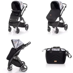 Lorelli Kinderwagen 2 in 1 California Babywanne Sportsitz Alurahmen Wickeltasche grau