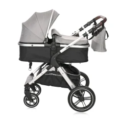 Lorelli Kinderwagen 2 in 1 Viola mit Adaptern, umbaubarer Sportsitz, bis 22 kg grau