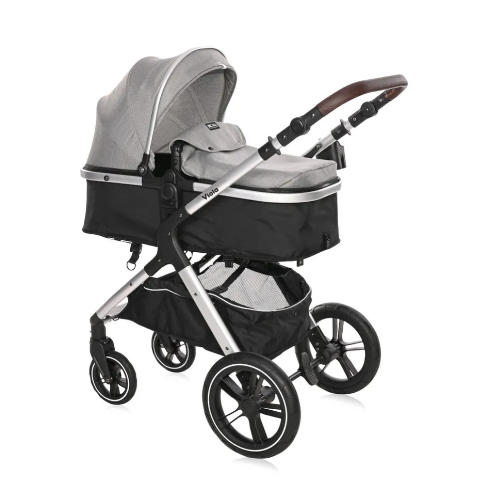 Lorelli Kinderwagen 2 in 1 Viola mit Adaptern, umbaubarer Sportsitz, bis 22 kg grau