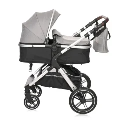 Lorelli Kinderwagen 2 in 1 Viola mit Adaptern, umbaubarer Sportsitz, bis 22 kg grau