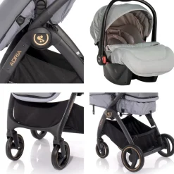Lorelli Kombikinderwagen 2 in 1 Adria, Aluminiumrahmen, Wickeltasche, Adapter rot