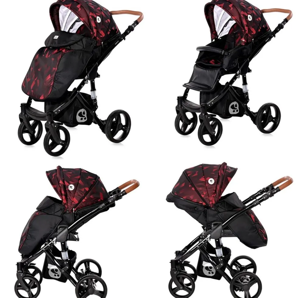 Lorelli Kombikinderwagen Rimini 2 in 1 Tragewanne Sportsitz Wickeltasche faltbar rot-schwarz