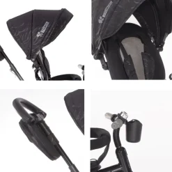 Lorelli Tricycle, Laufrad Rocket 4 in 1, Schubstange, Getränkehalter, umbaubar dunkelrot