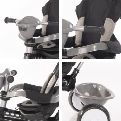 Lorelli Tricycle One 3 in 1 EVA-Reifen Schiebestange Anti-Rutsch Pedale umbaubar hellgrau