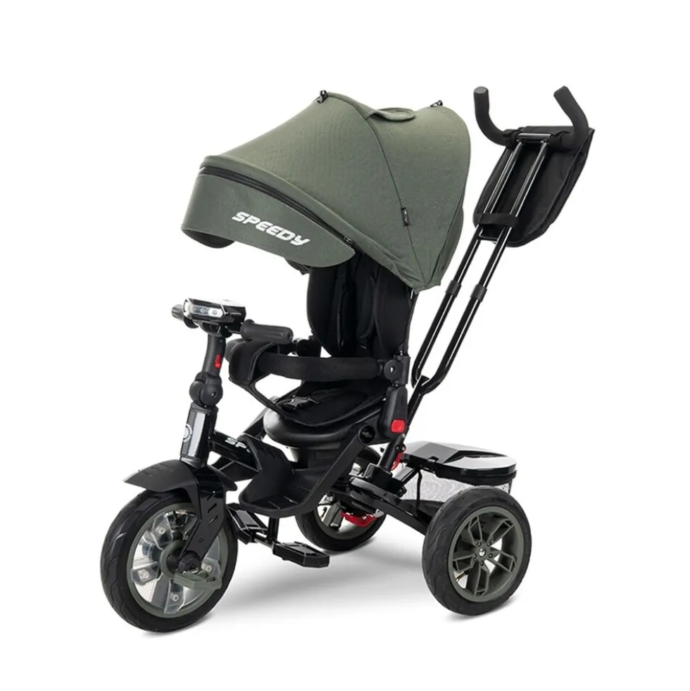 Lorelli Tricycle Speedy, Luftreifen, drehbarer Sitz, Musik, Licht, Schubstange grün