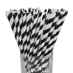 LUXENTU Papier-Trinkhalme gestreift 20 cm 100er Set