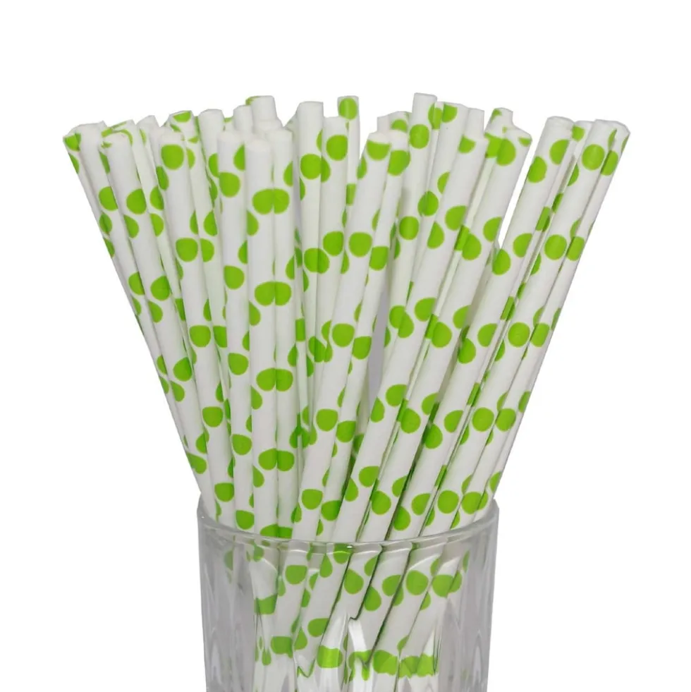 LUXENTU Papier-Trinkhalme gepunktet 20 cm 100er Set