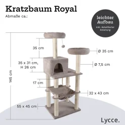 Lycce Kratzbaum ROYAL Katzenbaum mit Höhle und Hängematte, 145 cm