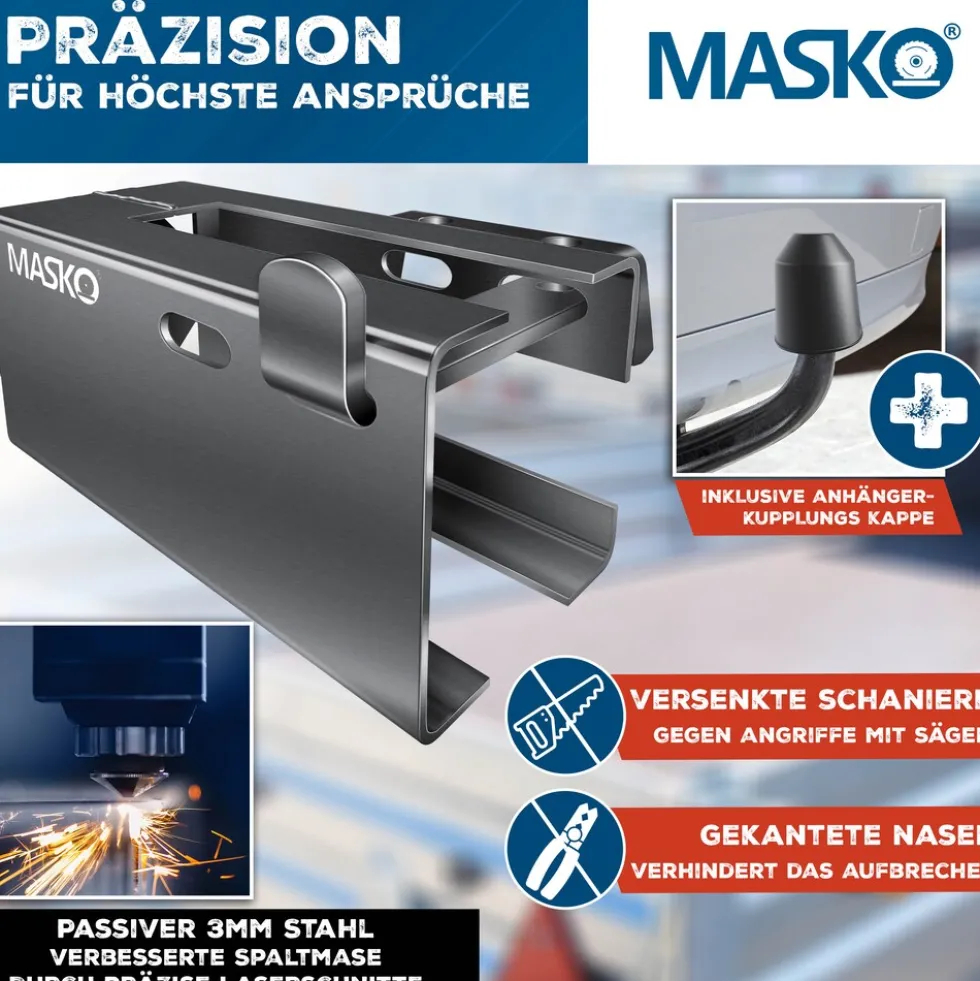 MASKO® Anhängerschloss für Angekoppelte & Abgekoppelte Anhänger | Anhänger Schloss Diebstahlschutz Wohnwagen Kastenschloss inkl. Diskusschloss & Schlüssel & Schutzkappe
