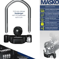 MASKO® Anhängerschloss Zahlenschloss mit 4 Stellig Code für gängige Anhängerkupplung Anhängerkugelsperrkupplung einfache Montage Diebstahlschutz Wohnwagen Anhänger Abschleppsperre Stahlbügel