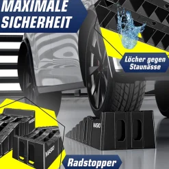MASKO® Auffahrrampe 2er Set | Auffahrkeile bis 5 t Traglast | KFZ-Rampe mit Überfahrschutz | Verladerampe rutschfest, robust und extra breit | Garagenrampen Autorampe Ölwechsel und Reparatur