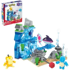Mattel HXF79 - Mega - Pokémon - Wasserabenteuer mit Schiggy, Enton & Finneon - Bauset mit 319 Teilen