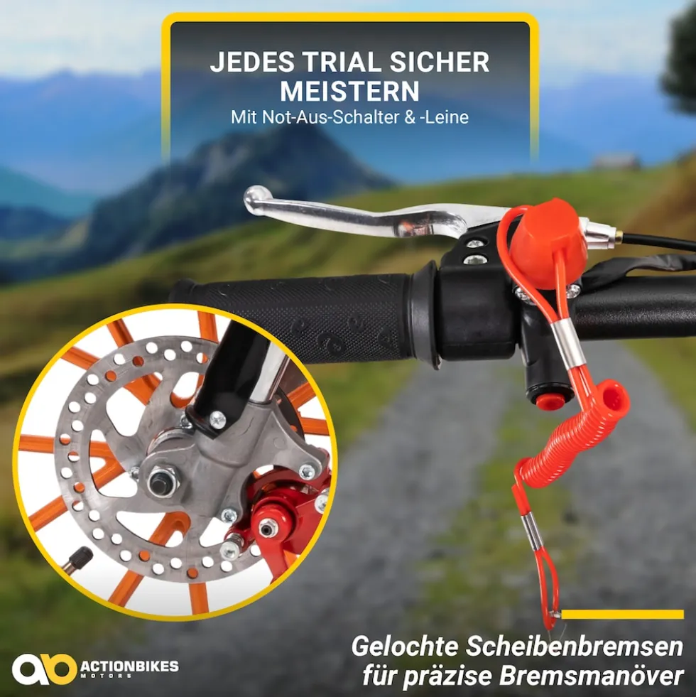 Mini-Crossbike Delta, Benzin-Motorrad, Pocketbike, Dirtbike, 49 ccm, bis zu 40 km/h, Scheibenbremsen (Schwarz)
