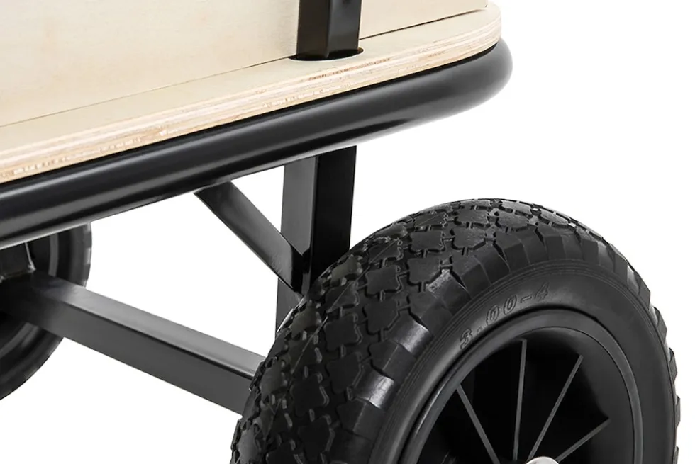 Miweba Holz-Bollerwagen Canvas, mit Dach, deichselgeführte Lenkachse, 180 kg, Profilreifen, Stahl