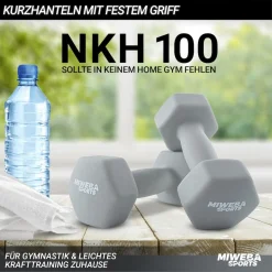 Miweba Sports Gymnastikhanteln 2er-Set NKH100, bodenschonend, 0,5-10 kg, Anti-Rutsch-Oberfläche (Grau, 2x 0,5 Kg)