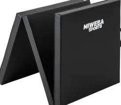 Miweba Sports Gymnastikmatte GM100, faltbar, rutschfest, Turnmatte für zuhause, Tragegriffe, PVC (Schwarz)