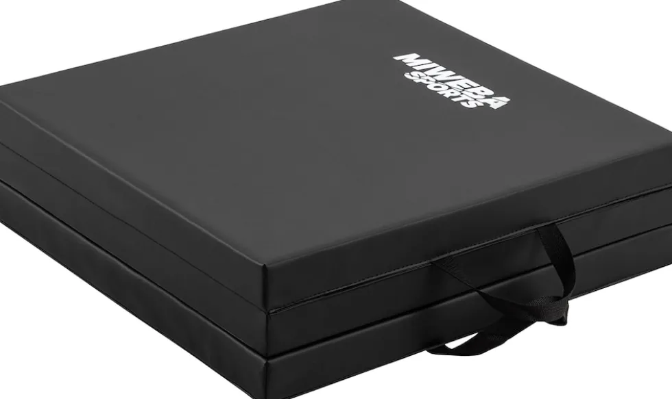 Miweba Sports Gymnastikmatte GM100, faltbar, rutschfest, Turnmatte für zuhause, Tragegriffe, PVC (Schwarz)
