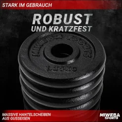 Miweba Sports Hantelscheiben HSG12, 4x 1,25 kg Hantel-Gewichte, passend für Ø 30mm, Set, Gusseisen