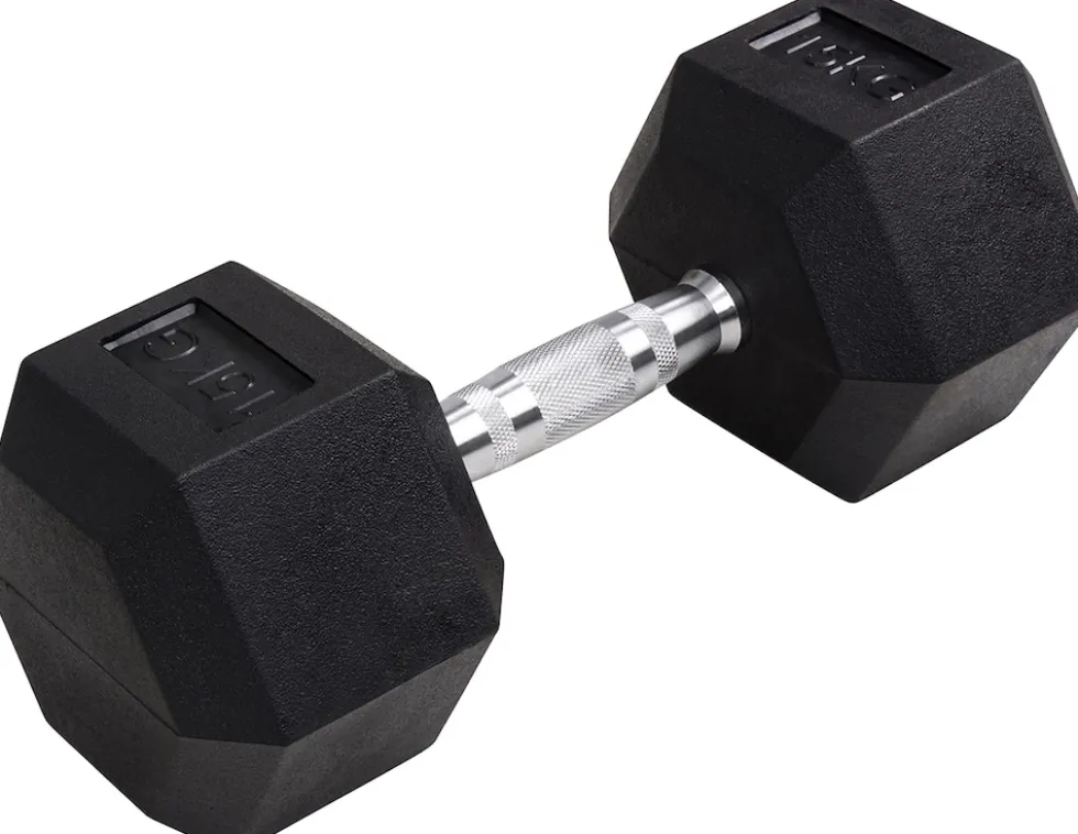 Miweba Sports Hexagon Kurzhanteln HGH100, Kurzhantel-Set, 2,5-15 kg, Gusseisen-Kern (Hantelpaar, 15 kg)
