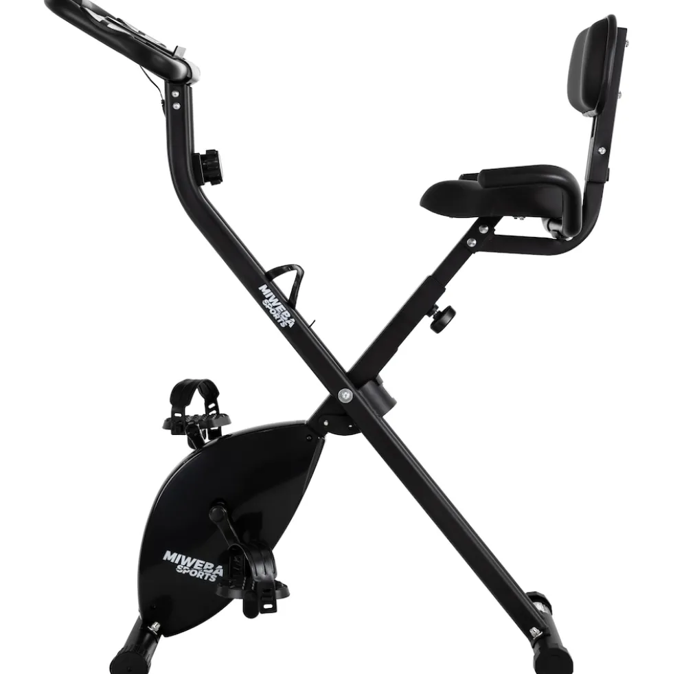 Miweba Sports Indoor-Cycle MX100 PRO mit Rückenlehne und ErgoGrip Griffen, klappbar (Pro, Schwarz/Grau)