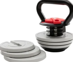 Miweba Sports Kettlebell KB300, verstellbar, 3,4-18 kg, 6 Gewichtscheiben, Easy-Lock-Mechanismus