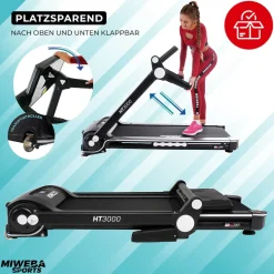 Miweba Sports Laufband Home Track HT3000, mit Steigung, 1300 Watt, 1-16 km/h, 12 Programme, klappbar (2.0, Schwarz/Weiß)