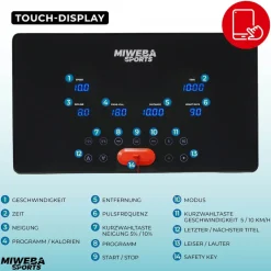Miweba Sports Laufband Home Track HT3000, mit Steigung, 1300 Watt, 1-16 km/h, 12 Programme, klappbar (2.0, Schwarz/Weiß)