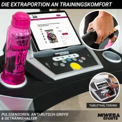 Miweba Sports Laufband Home Track HT1000F, klappbar, mit Steigung, 1-16km/h, Quick-Speed, Safety-Key (Schwarz)