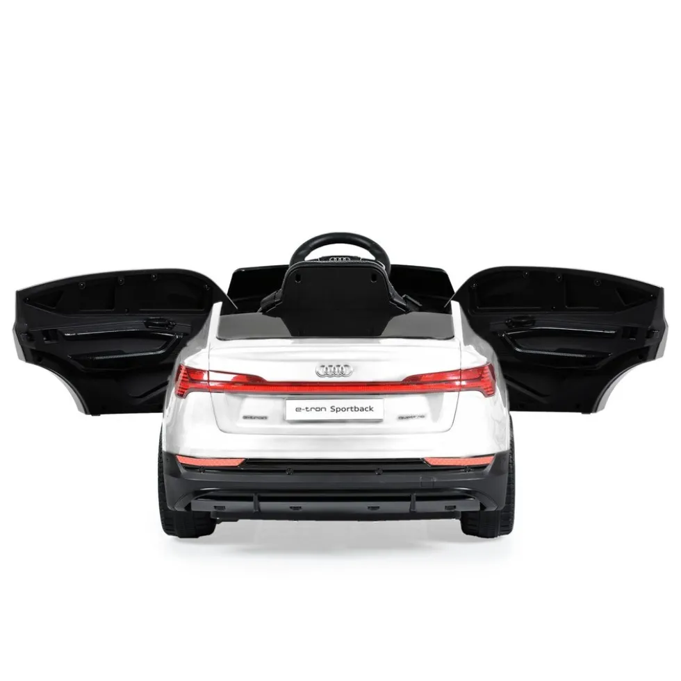 Moni Kinder Elektroauto Audi Sportback Fernbedienung Frontlichter Musik USB Gurt weiß
