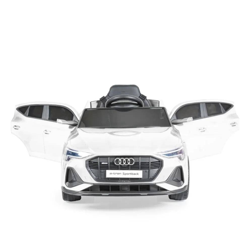 Moni Kinder Elektroauto Audi Sportback Fernbedienung Frontlichter Musik USB Gurt weiß
