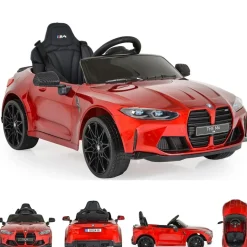 Moni Kinder Elektroauto BMW M4 Fernbedienung EVA-Reifen 2 Motoren Musikfunktion rot