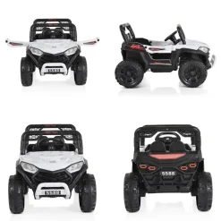 Moni Kinder Elektroauto Buggy UTV 5588 Fernbedienung MP3 Gurt 2 Motoren Lichter weiß