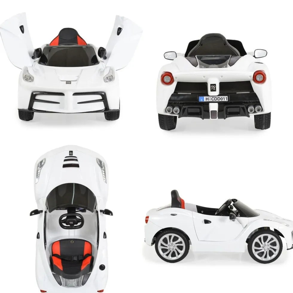 Moni Kinder Elektroauto Liberty, Fernbedienung EVA-Reifen Rücklichter Gurt MP3 weiß