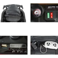 Moni Kinder Elektroauto Mercedes AMG GTR EVA-Reifen, Musikeffekte, Fernbedienung schwarz
