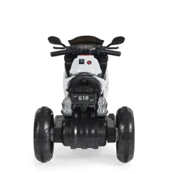 Moni Kinder Elektromotorrad Hurricane drei Räder, Musikfunktion, Rückwärtsgang weiß