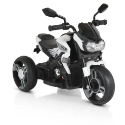 Moni Kinder Elektromotorrad Colombo Scheinwerfer, zwei Motoren, MP3, bis 7 km/h weiß uni