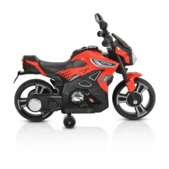 Moni Kinder Elektromotorrad Houston 1188F Musik, MP3, Scheinwerfer, Stützräder rot