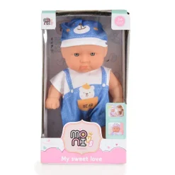 Moni Kinderpuppe 20 cm Babypuppe, Spielpuppe, Mütze, bewegliche Arme ab 3 Jahren blau