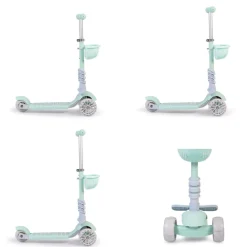 Moni Kinderroller Bubblegum 2 in 1, Höhe einstellbar, Sitz abnehmbar, 3 Räder grün