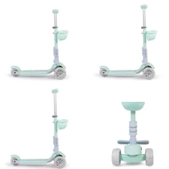 Moni Kinderroller Bubblegum 2 in 1, Höhe einstellbar, Sitz abnehmbar, 3 Räder grün
